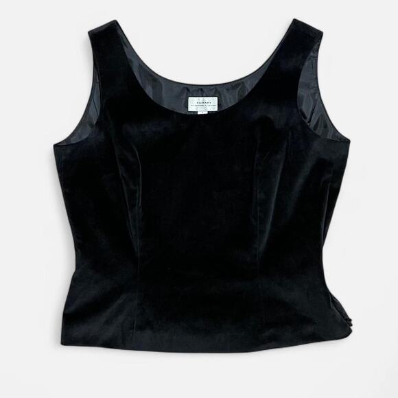 VTG 90s Tahari Black Velvet Cotton Grunge Whimsy Fairy Corset Tank Top 8/M/L - Picture 1 of 7